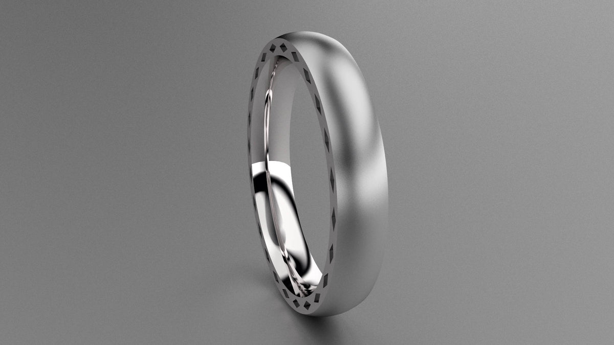 Brushed Sterling Silver 4mm Side Design Wedding Band