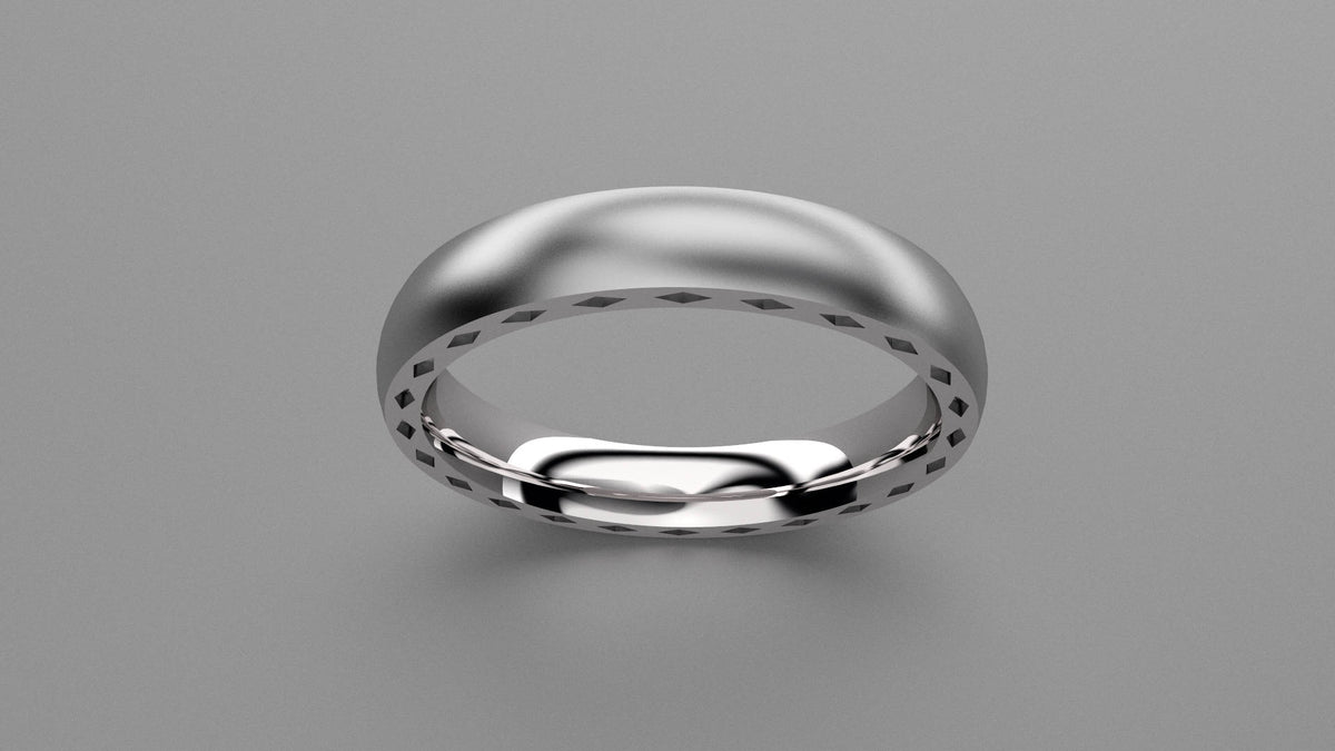 Brushed Sterling Silver 4mm Side Design Wedding Band
