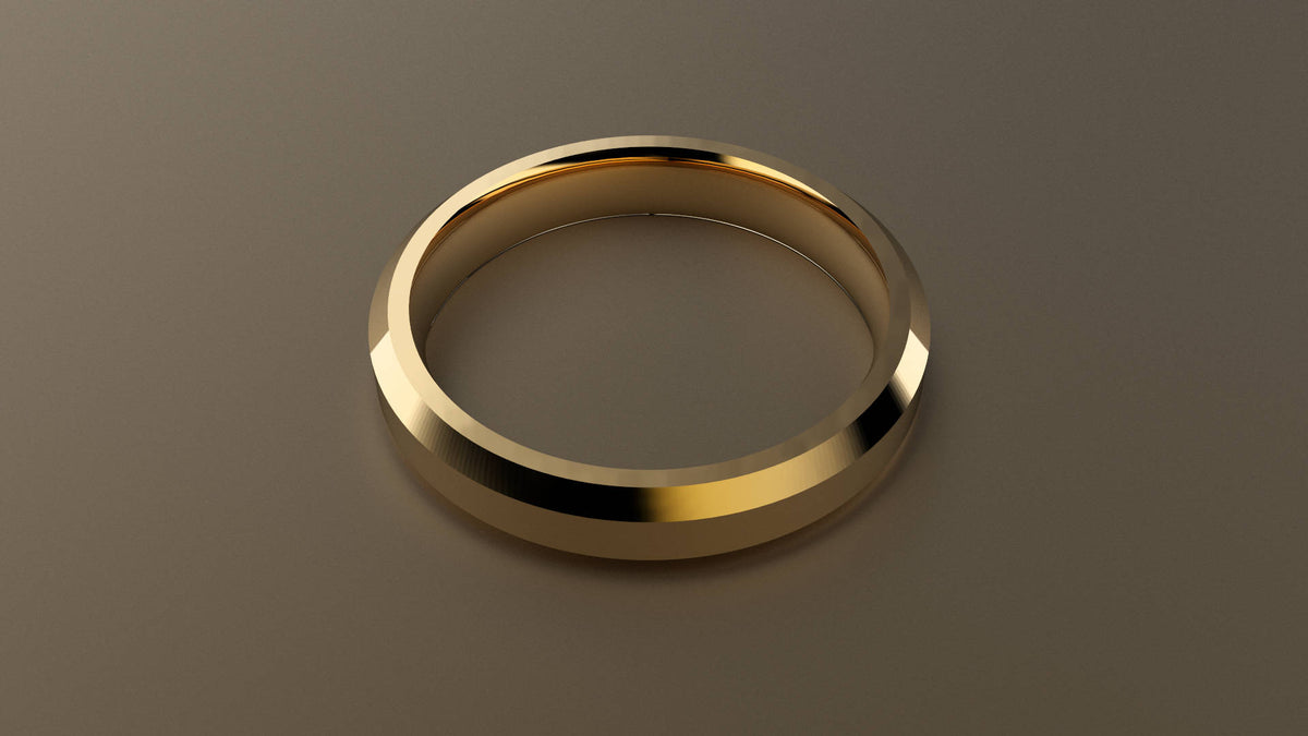 Polished Yellow Gold 4mm Beveled Edge Wedding Band