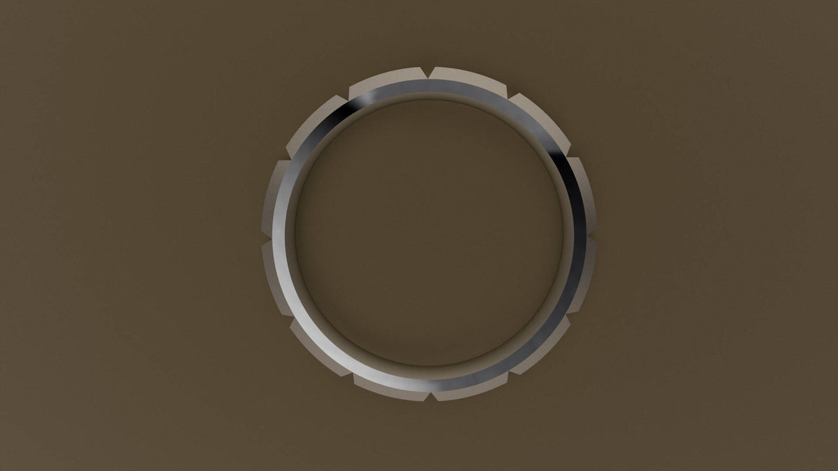 Polished White Gold 4mm Beveled Edge Segmented Wedding Band