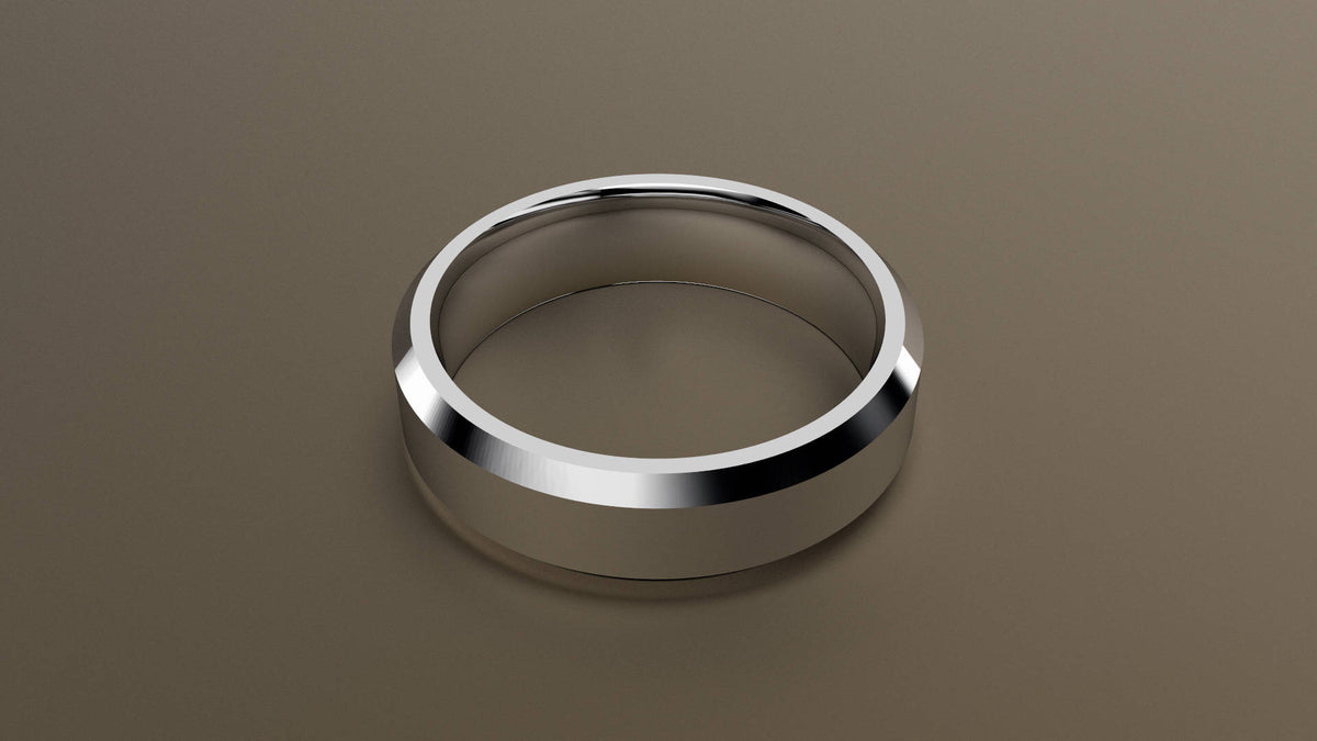 Polished White Gold 6mm Beveled Edge Wedding Band