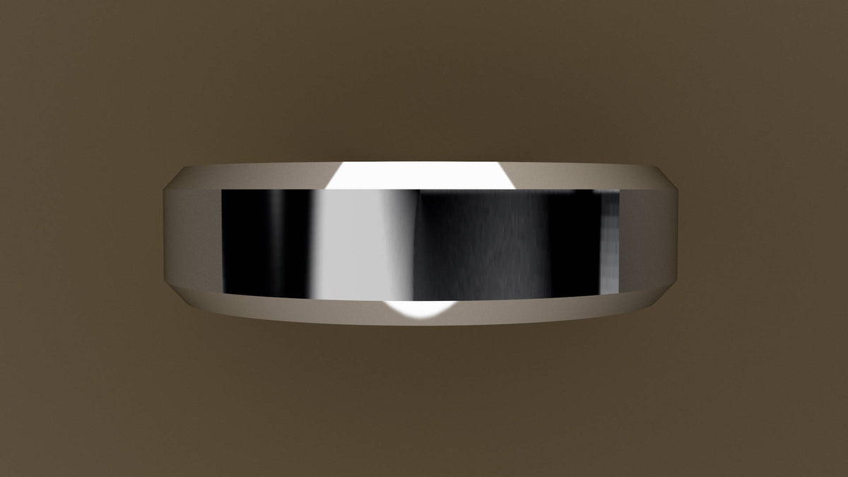 Polished White Gold 6mm Beveled Edge Wedding Band