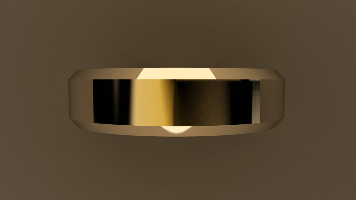 Polished Yellow Gold 6mm Beveled Edge Wedding Band