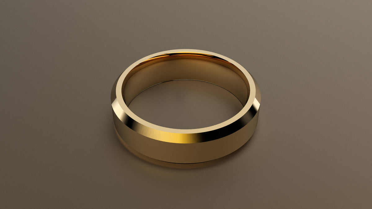Polished Yellow Gold 6mm Beveled Edge Wedding Band