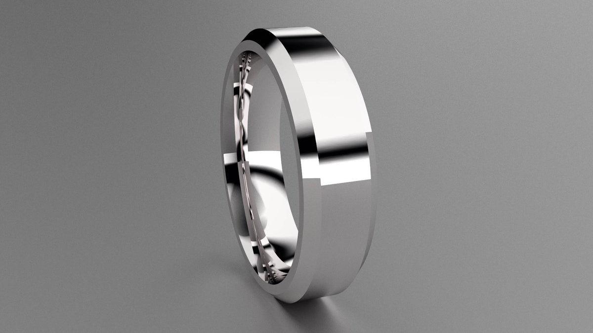 Polished Sterling Silver 6mm Beveled Edge Wedding Band