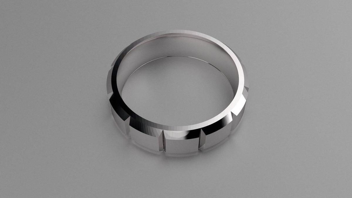 Polished Sterling Silver 6mm Beveled Edge Segmented Wedding Band