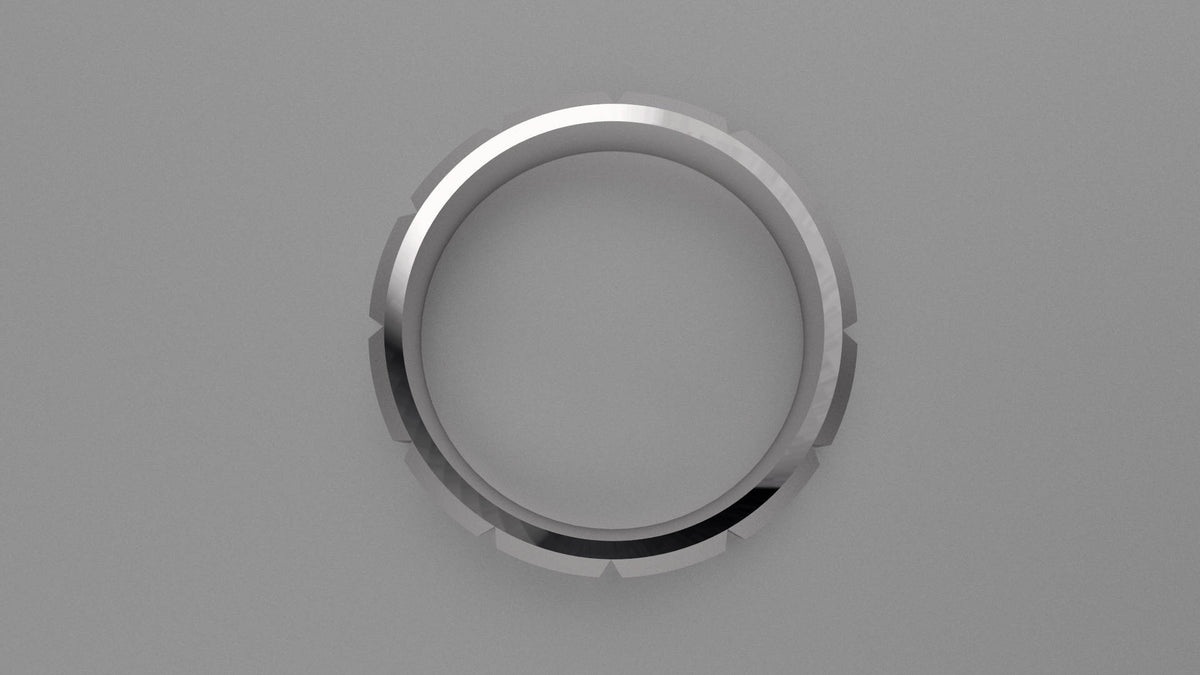 Polished Sterling Silver 6mm Beveled Edge Segmented Wedding Band
