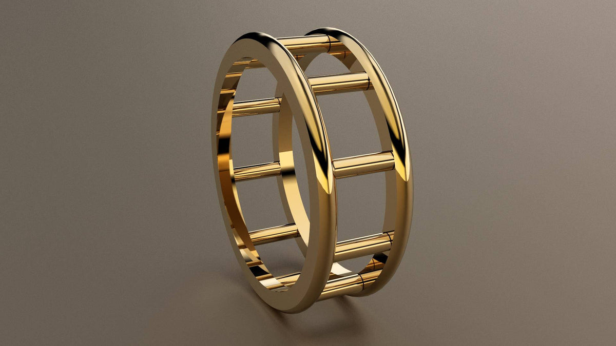 Polished Yellow Gold 8mm Open Bar Wedding Band
