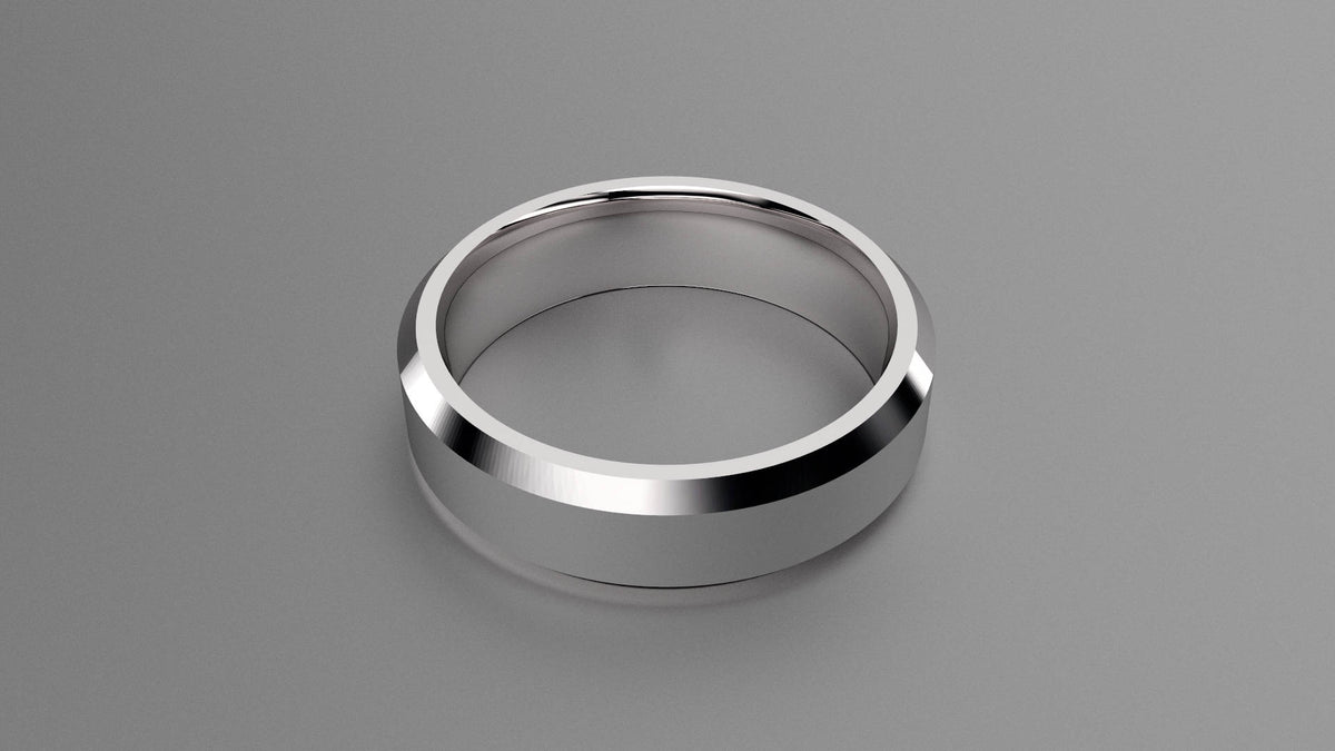 Brushed Sterling Silver 6mm Beveled Edge Wedding Band
