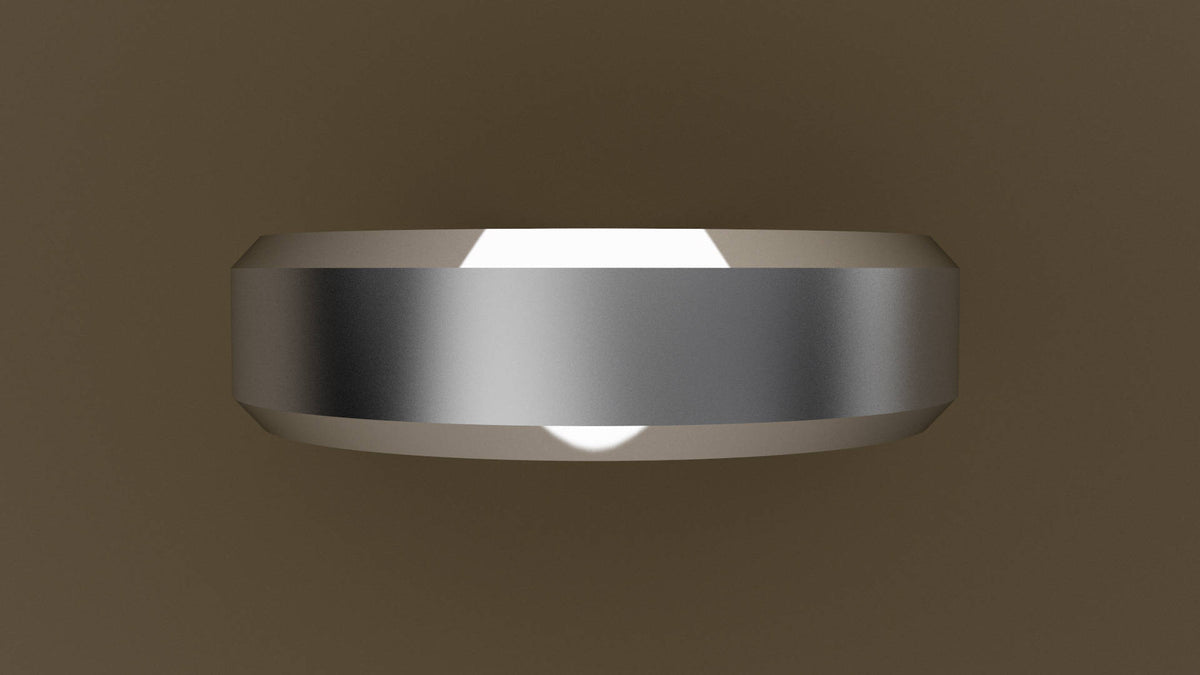 Brushed White Gold 6mm Beveled Edge Wedding Band