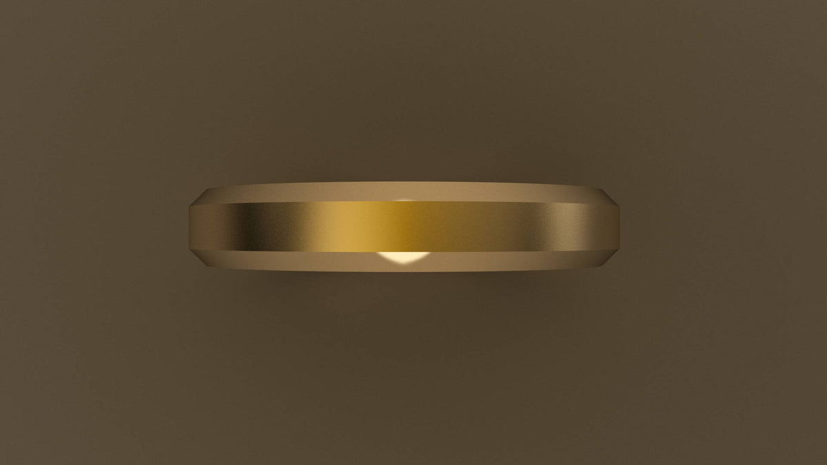 Brushed Yellow Gold 4mm Beveled Edge Wedding Band