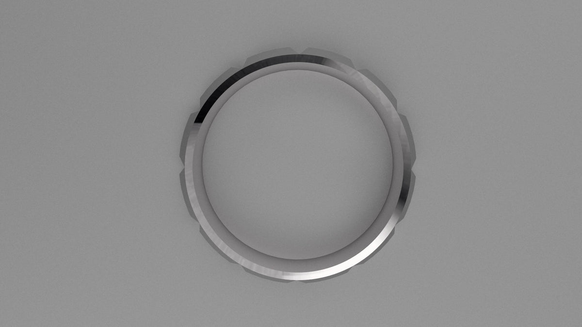 Brushed Sterling Silver 6mm Knife Edge with Segments Wedding Band