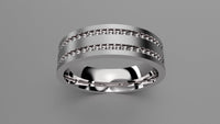 Brushed Sterling Silver 6mm Double Bead Row Wedding Band