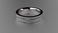 Brushed Sterling Silver 6mm Double Bead Row Wedding Band
