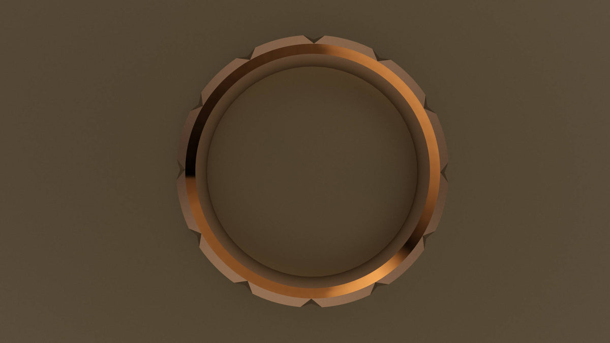 Polished Rose Gold 6mm Beveled Edge Faceted Wedding Band
