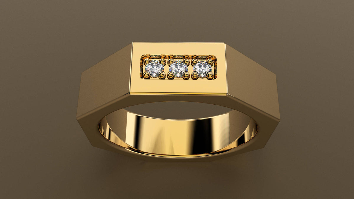 Polished Yellow Gold Diamond 6mm Octagon Wedding Band
