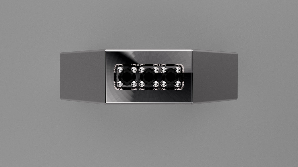 Polished Sterling Silver Black Diamond 6mm Octagon Wedding Band