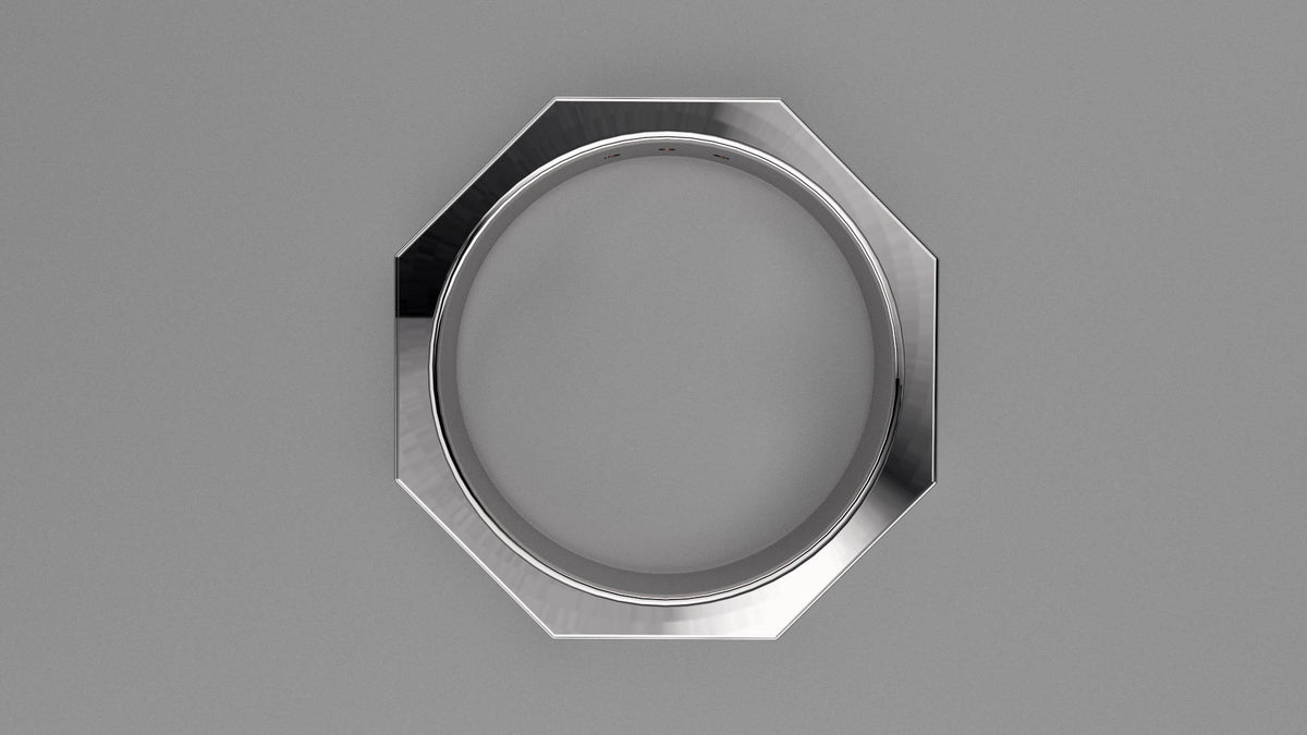Polished Sterling Silver Black Diamond 6mm Octagon Wedding Band