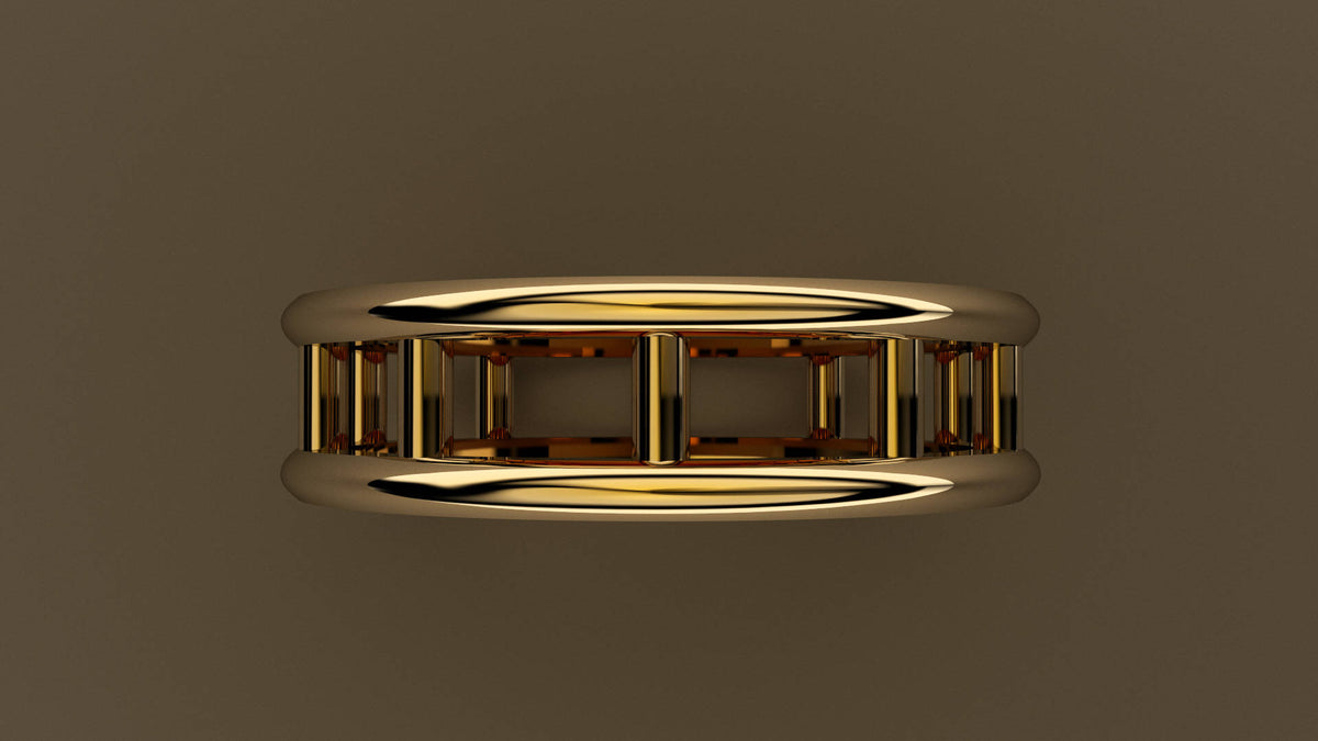 Polished Yellow Gold 6mm Open Bar Wedding Band