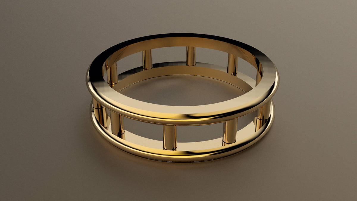Polished Yellow Gold 6mm Open Bar Wedding Band
