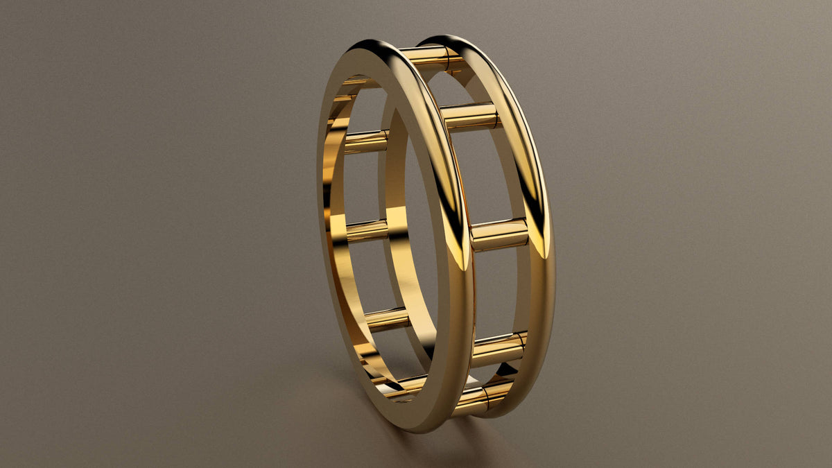 Polished Yellow Gold 6mm Open Bar Wedding Band