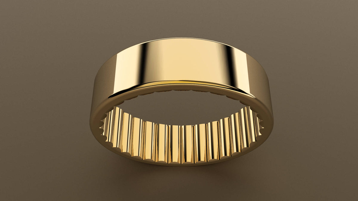 Polished Yellow Gold 6mm Interior Fluted Wedding Band