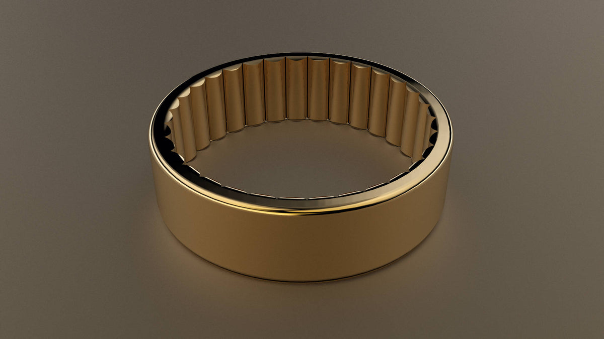 Brushed Yellow Gold 6mm Interior Fluted Wedding Band