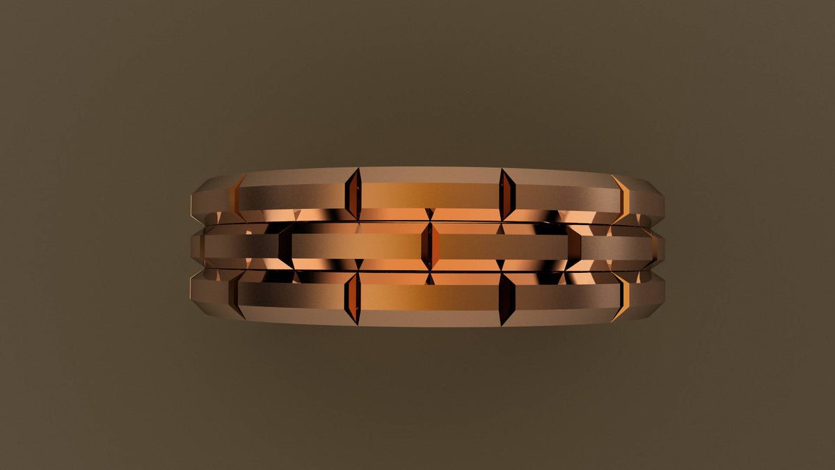 Brushed Rose Gold 6mm Brick Wedding Band