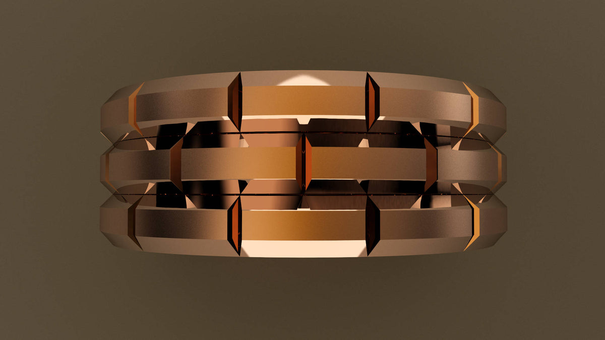 Brushed Rose Gold 8mm Brick Wedding Band