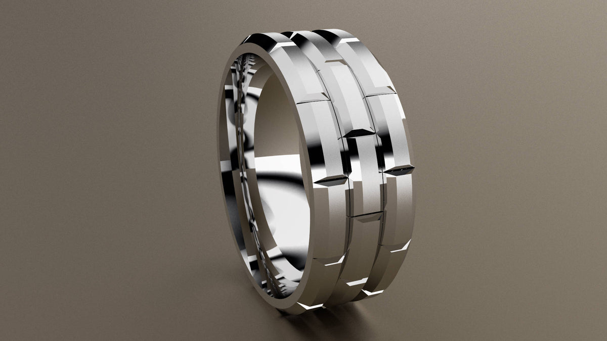 Sterling silver 10mm Brick Pattern Wedding Band