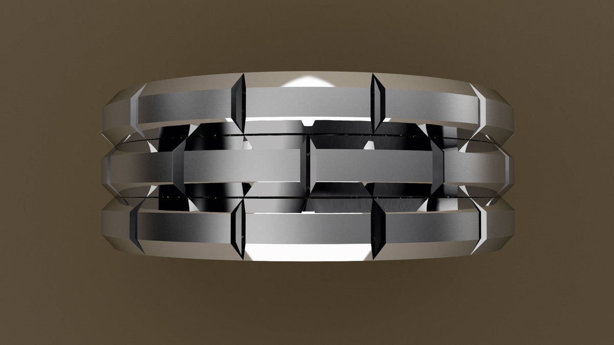 Sterling silver 10mm Brick Pattern Wedding Band