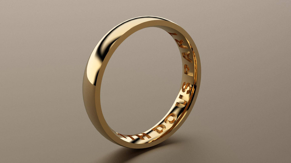 Polished Yellow Gold 4mm Interior Message Wedding Band