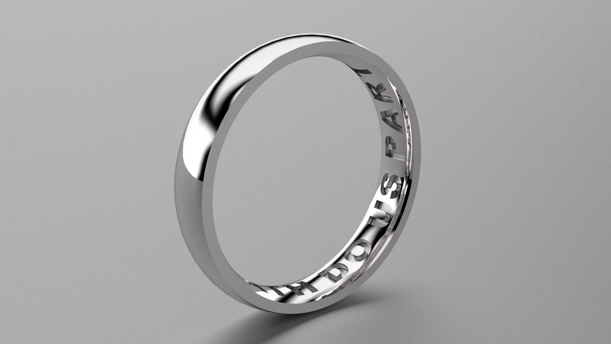 Polished Sterling Silver 4mm Interior Message Wedding Band