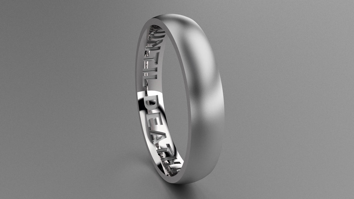 Brushed Sterling Silver 4mm Interior Message Wedding Band