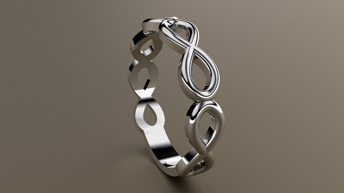 Polished White Gold Infinity Ring Wedding Band