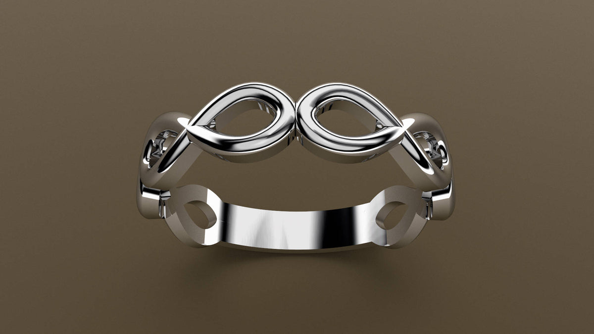 Polished White Gold Infinity Ring Wedding Band