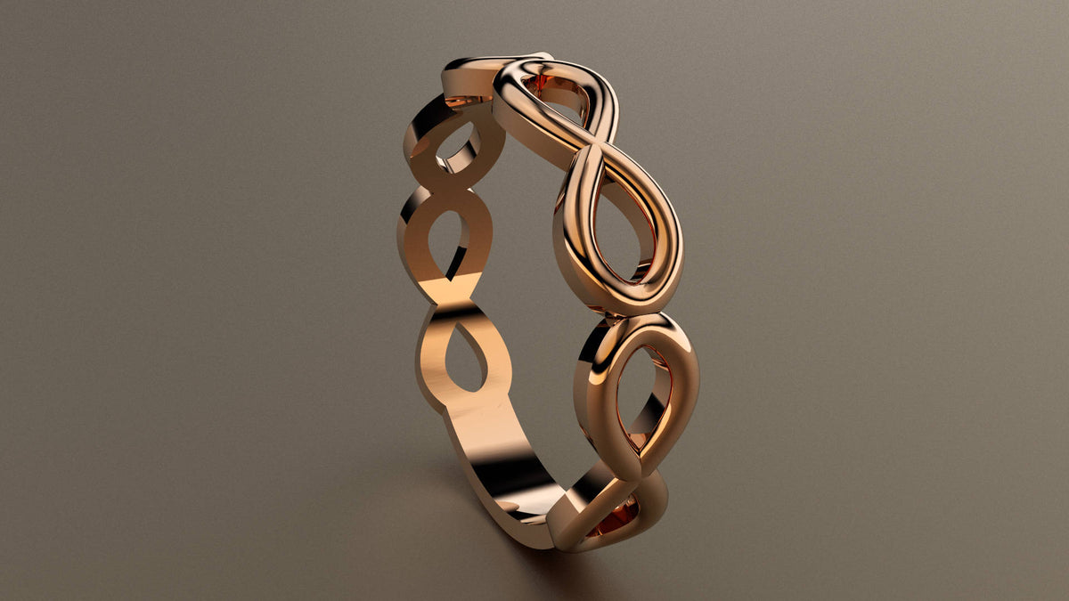 Polished Rose Gold Infinity Ring Wedding Band