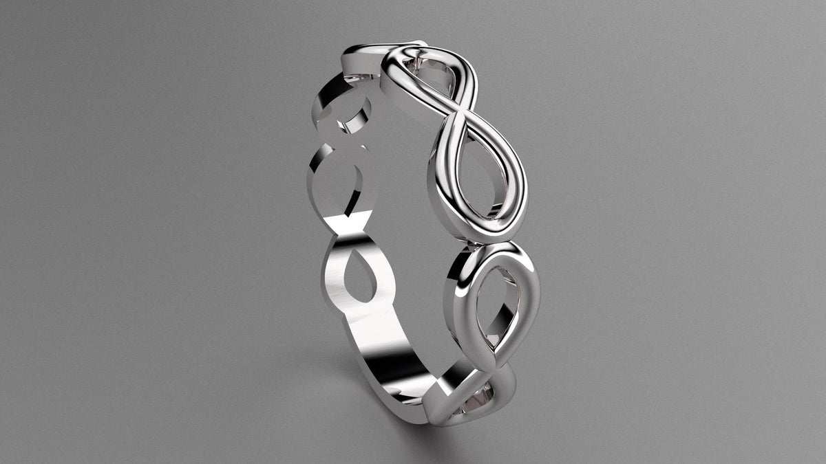 Polished Sterling Silver Infinity Ring Weding Band