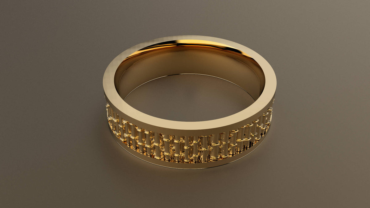 Polished Yellow Gold 6mm Bamboo Wedding Band