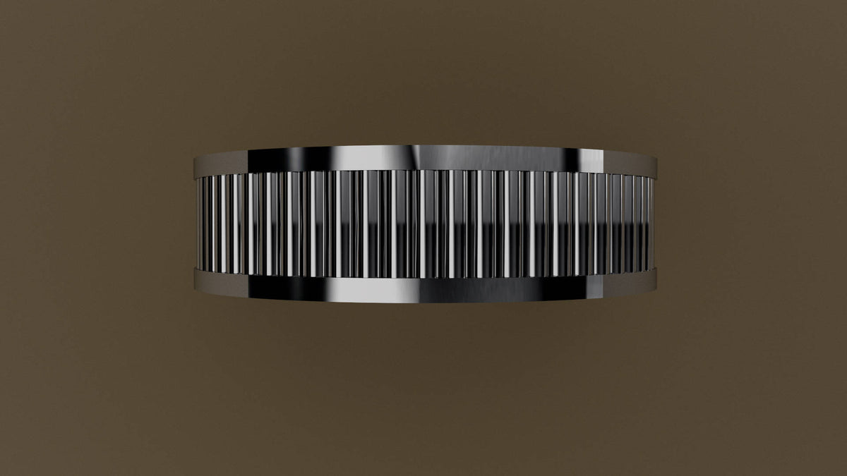 Polished White Gold 6mm Fluted Wedding Band