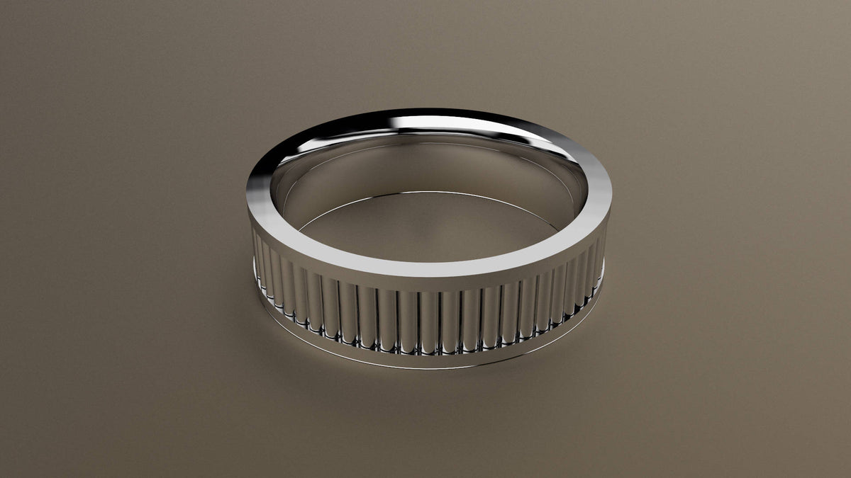 Polished White Gold 6mm Fluted Wedding Band