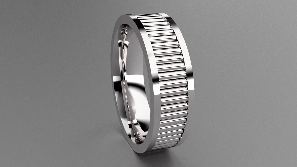Polished Sterling Silver 6mm Fluted Wedding Band