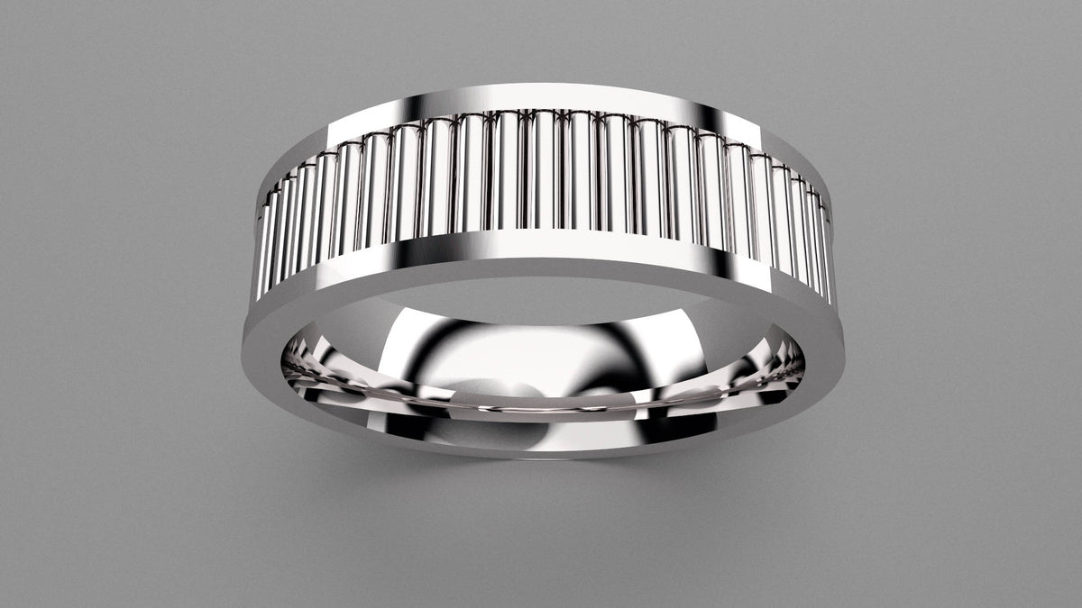 Polished Sterling Silver 6mm Fluted Wedding Band