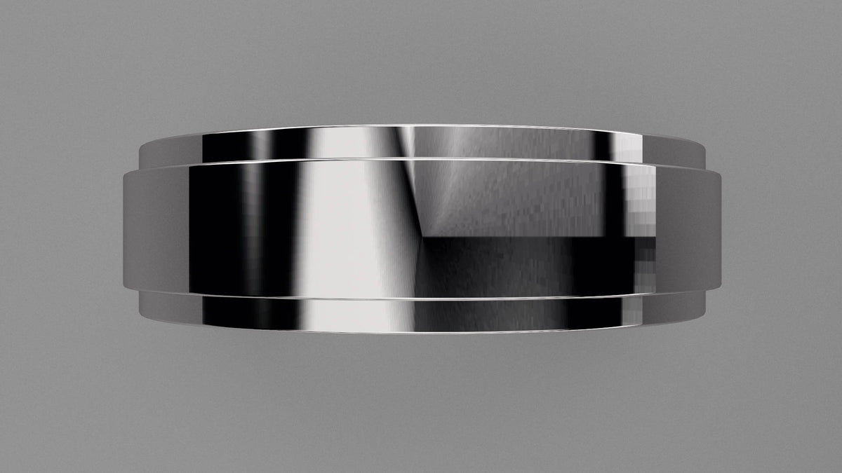 Polished Sterling Silver 6mm Step Edge Wedding Band