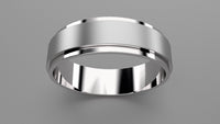 Brushed Sterling Silver 6mm Step Edge Wedding Band