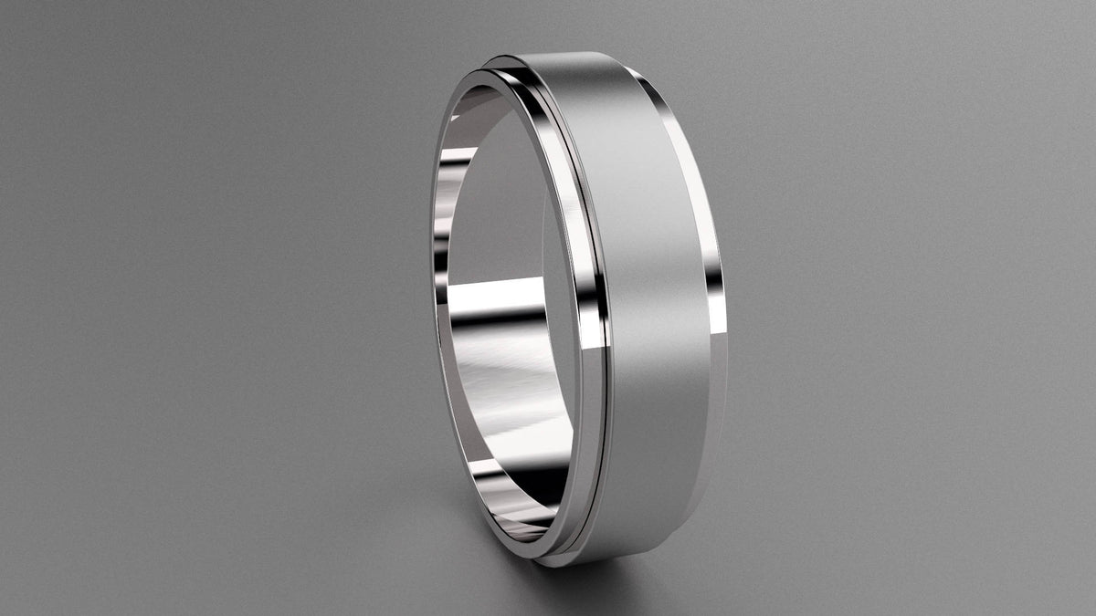 Brushed Sterling Silver 6mm Step Edge Wedding Band