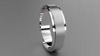 Brushed Sterling Silver 6mm Step Edge Wedding Band