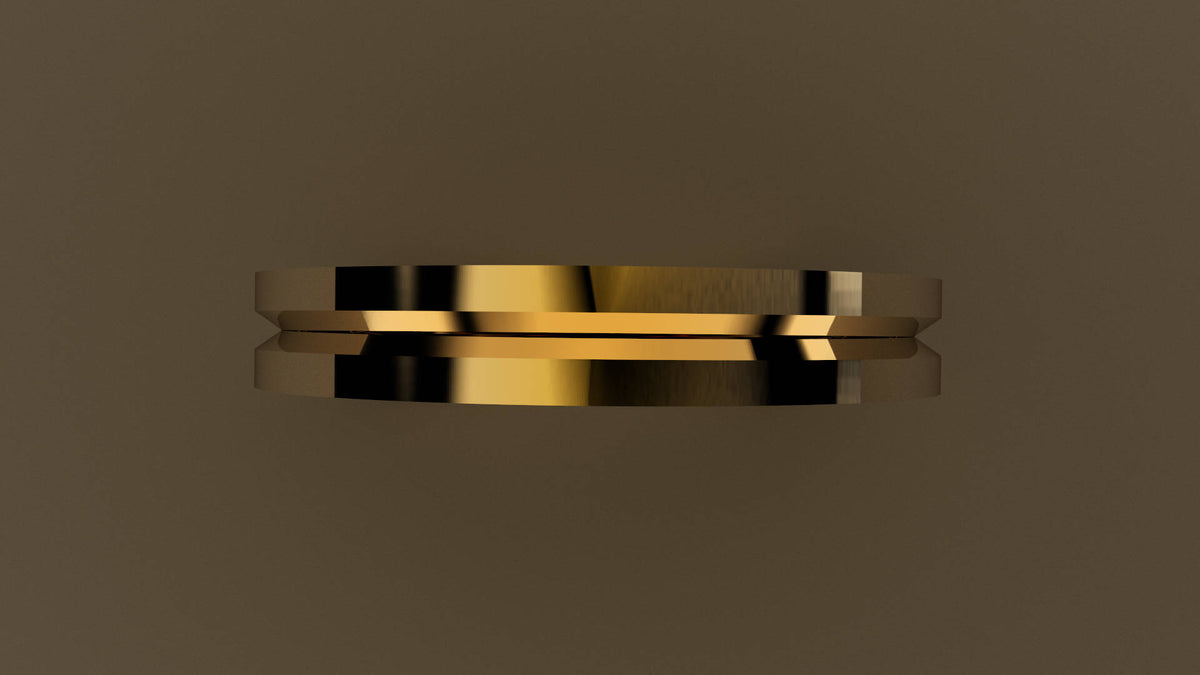 Polished Yellow Gold 3mm Single V Groove Wedding Band