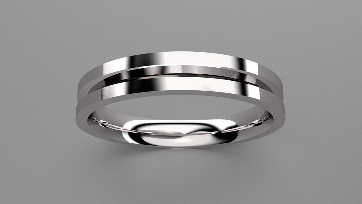 Polished Sterling Silver 3mm Single V Groove Wedding Band