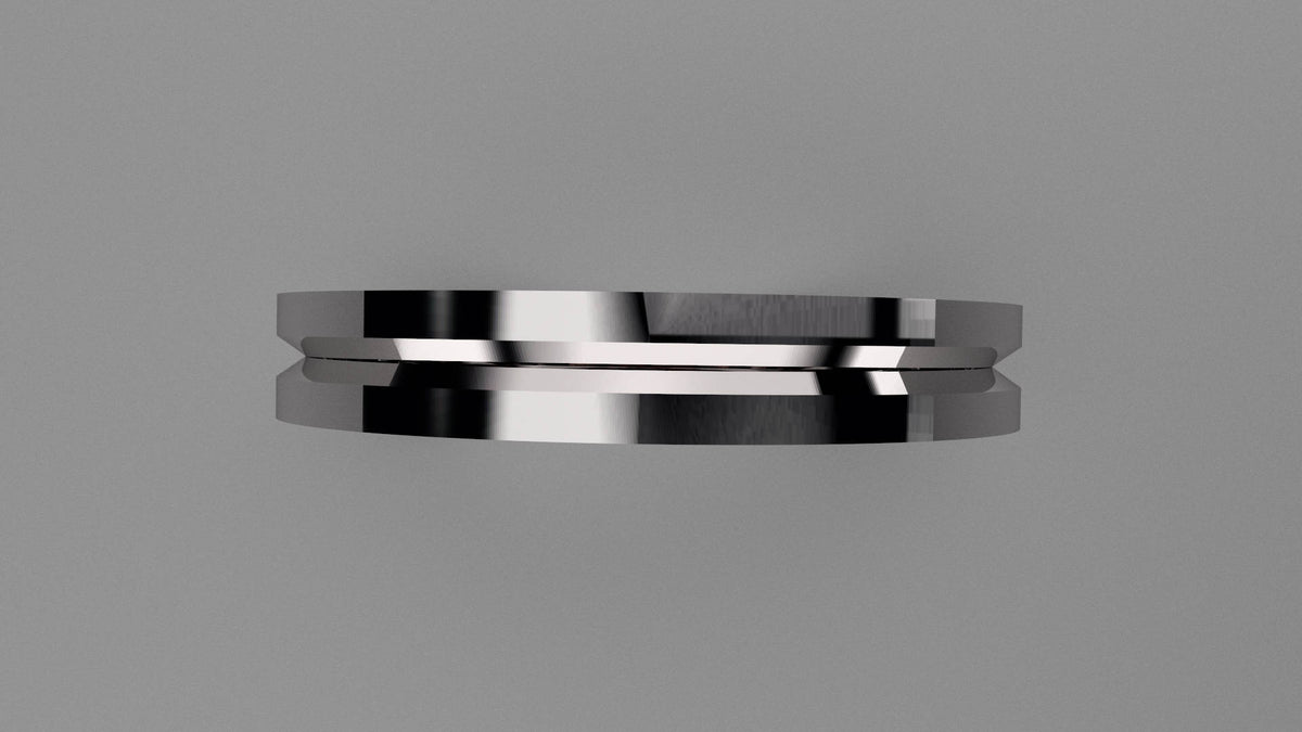 Polished Sterling Silver 3mm Single V Groove Wedding Band